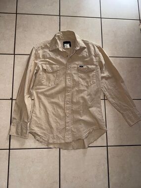 Wrangler Beige Button-Down Work Shirt